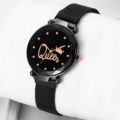 Jiya Creation Stylish 12 Point diamond Laxurius Looking 2021 Starry Sky Magnetic Watch Wrist Style Fancy Bracelet Women Watches Ladies Wristwatch for Girls Analog Fashion Female Clock Gift with Magnet Mash Strap Luxury Mesh Buckle sky Quartz girls Mysterious Lady New Chain Belt Galaxy Dial Classy De