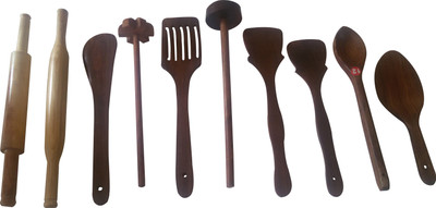 

Petals 10pcs Wooden Kitchen Tool Set Wooden Ladle(Brown, Pack of 10)