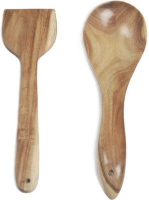 Onlineshoppee Wood Ladle(Brown, Pack of 2)
