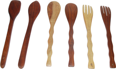 

Indoart Consisting Of :4 Bouillon, 2 Slotted Spoon For Fry, Cook & Serve Art No:5sia-Kt14 Wood Ladle(Multicolor, Pack of 6)