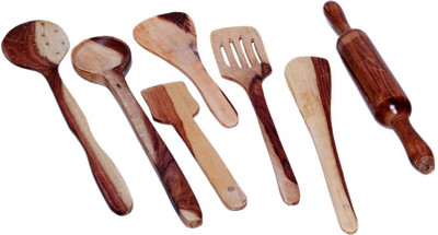 

Craftatoz Wood Cooking Spoon Set(Pack of 7)