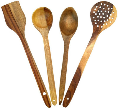 Onlineshoppee Wooden Serving Spoon Set(Pack of 4)