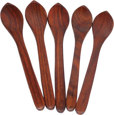 

Indoart Consisting of :5 Bouillon For frying, cook & Serve Spoon Art No:5SIA-KT12 Wood Ladle(Brown, Pack of 5)