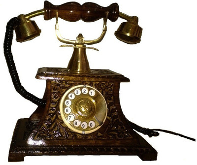 

Desi Karigar Telephone Showpiece Corded Landline Phone(Brown)