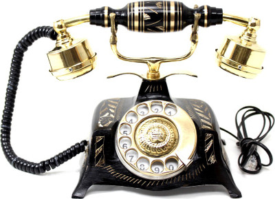 44% OFF on Artondoor Table Maharaja Brass Telephone Square Carved Corded Landline Phone(Golden, Black)
