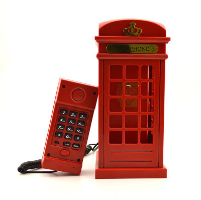 

GeekGoodies London Telephone Booth With Rechargeable Touch Lamp Corded Landline Phone(Red)