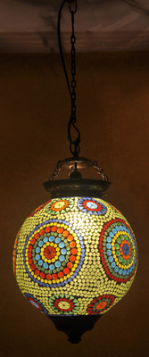 25% OFF on Lal Haveli Home Decoration Pendant Ceiling Light Night Lamp Green Glass Hanging Lantern(30.48 cm X 25.5 cm, Pack of 1)