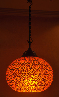 54% OFF on Lal Haveli Home Decorative Light Pendant Ceiling Lamp Orange Glass Lantern(20.32 cm X 30.48 cm, Pack of 1)