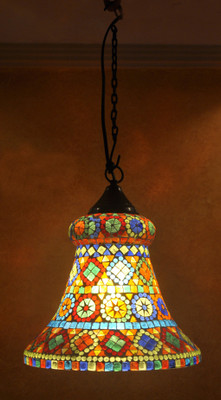 57% OFF on Lal Haveli Home Decorative Light Pendant Ceiling Lamp Multicolor Glass Lantern(11 cm X 10 cm, Pack of 1)