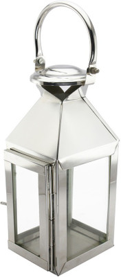 Sage Koncpt Big Silver Stainless Steel Table Lantern(29 cm X 23 cm, Pack of 1)