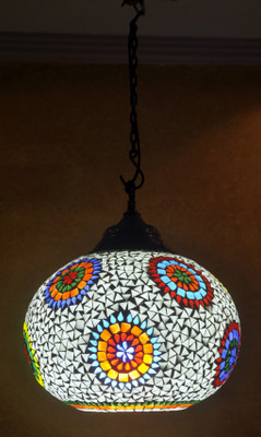 66% OFF on Lal Haveli Home Decorative Light Pendant Ceiling Lamp White Glass Hanging Lantern(20.32 cm X 30.48 cm, Pack of 1)