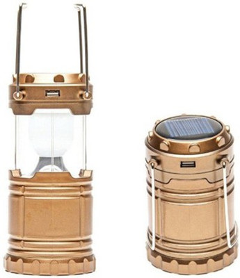 Empreus Foldable Rechargeable Emergency Light + USB Port Brown Plastic Table Lantern(12 cm X 7 cm, Pack of 1)