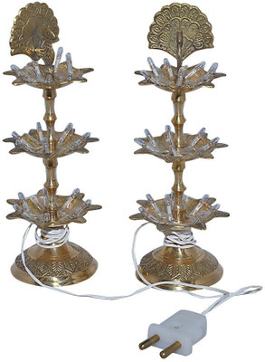 Electric Brass Five Step Diya Gold Brass Lantern(20.32 cm X 5.08 cm, Pack of 2) Electric Brass Five Step Diya Gold Brass Lantern(20.32 cm X 5.08 cm, Pack of 2)