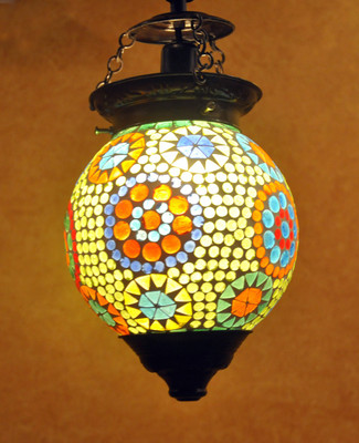 57% OFF on Lal Haveli Home Decoration Pendant Ceiling Light Night Lamp Green Glass Lantern(15.24 cm X 15.24 cm, Pack of 1)