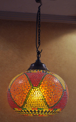 54% OFF on Lal Haveli Home Decorative Light Pendant Ceiling Lamp Multicolor Glass Lantern(20.32 cm X 30.48 cm, Pack of 1)