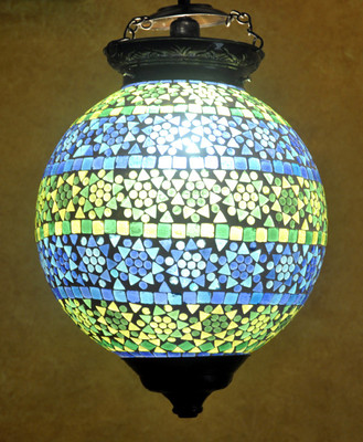 40% OFF on Lal Haveli Home Decoration Pendant Ceiling Light Night Lamp Green Glass Table Lantern(30.48 cm X 25.5 cm, Pack of 1)