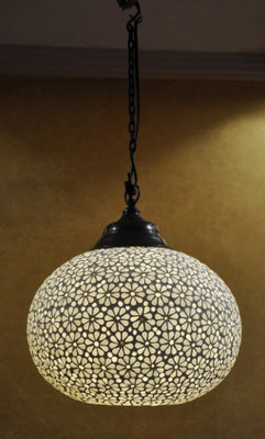 25% OFF on Lal Haveli Home Decorative Light Pendant Ceiling Lamp White Glass Hanging Lantern(20.32 cm X 30.48 cm, Pack of 1)