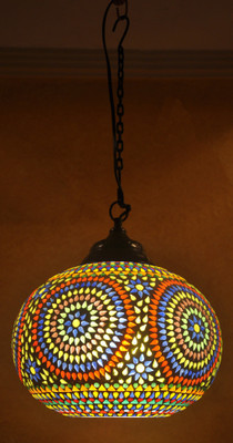 54% OFF on Lal Haveli Home Decoration Pendant Ceiling Light Night Lamp Blue Glass Lantern(20.32 cm X 30.48 cm, Pack of 1)