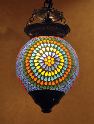 67% OFF on Lal Haveli Home Decoration Pendant Ceiling Light Night Lamp Blue Glass Table Lantern(15.24 cm X 15.24 cm, Pack of 1)