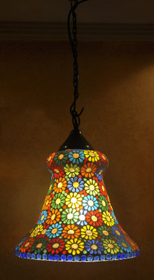 66% OFF on Lal Haveli Home Decorative Light Pendant Ceiling Lamp Multicolor Glass Lantern(11 cm X 10 cm, Pack of 1)
