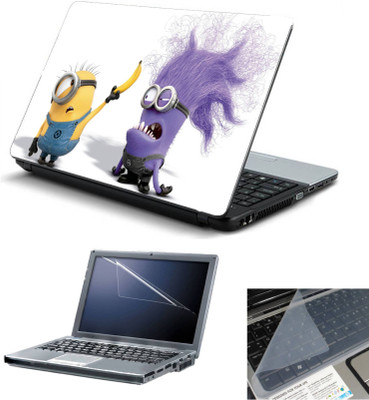 

Geek Carl With Evil Minion 3in1 Laptop Skins with Laptop Screen Guard and Key Protector HQ 15.6 Inch Combo Set(Multicolor)