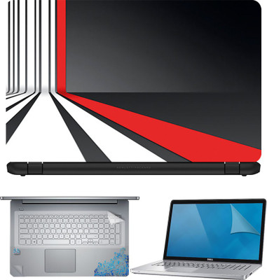 

FineArts Abstract Lines 4 in 1 Laptop Skin Pack with Screen Guard, Key Protector and Palmrest Skin Combo Set(Multicolor)