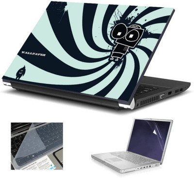 Geek Icecream Robot HQ 3in1 LAPTOP SKIN WITH LAPTOP SCREEN GUARD and KEY GUARD 15.6 IN Combo Set(Multicolor)