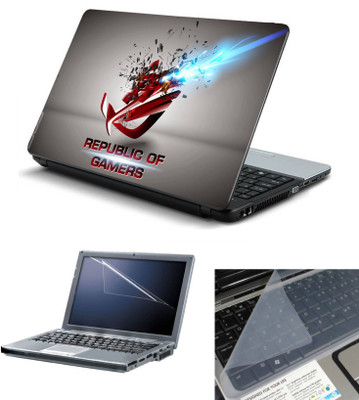 

Geek Asus Rog Republic Of Gamers Shattered Explosion 3in1 Laptop Skins with Laptop Screen Guard and Key Protector HQ 15.6 Inch Combo Set(Multicolor)