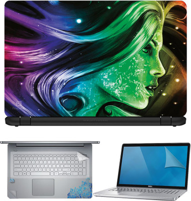 

FineArts Artistic Lady Face 4 in 1 Laptop Skin Pack with Screen Guard, Key Protector and Palmrest Skin Combo Set(Multicolor)