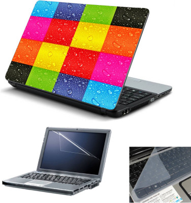 

Geek Colorfull Water Droplet Blocks 3in1 Laptop Skins with Laptop Screen Guard and Key Protector HQ 15.6 Inch Combo Set(Multicolor)