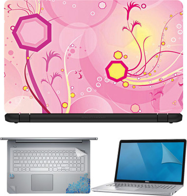 

FineArts Abstract Pink Back 4 in 1 Laptop Skin Pack with Screen Guard, Key Protector and Palmrest Skin Combo Set(Multicolor)