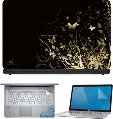 

FineArts Butterfly Floral Abstract Black Back 4 in 1 Laptop Skin Pack with Screen Guard, Key Protector and Palmrest Skin Combo Set(Multicolor)