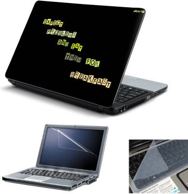 

Geek Expect Problems And Eat Them Quote 3in1 Laptop Skins with Laptop Screen Guard and Key Protector HQ 15.6 Inch Combo Set(Multicolor)