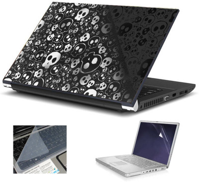 Geek 3d artwork skulls HQ 3in1 LAPTOP SKIN WITH LAPTOP SCREEN GUARD and KEY GUARD 15.6 INCH Combo Set(Multicolor)