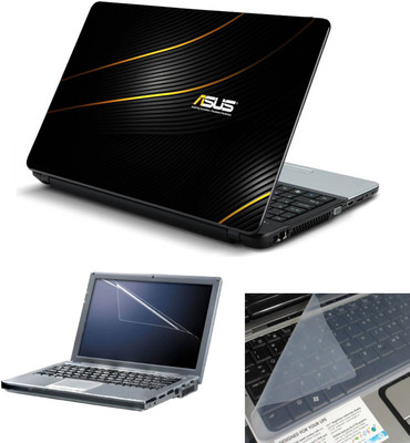 

Geek Asus Logo Yellow Stripes Dark 3in1 Laptop Skins with Laptop Screen Guard and Key Protector HQ 15.6 Inch Combo Set(Multicolor)