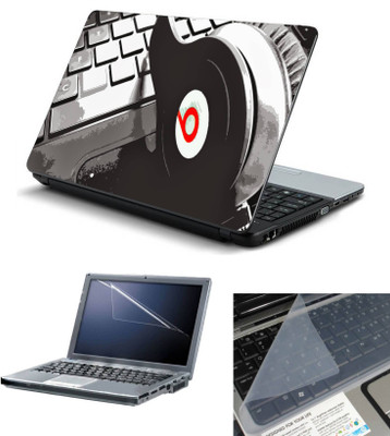 

Geek Headphone Laptop Beats On Keyboard 3in1 Laptop Skins with Laptop Screen Guard and Key Protector HQ 15.6 Inch Combo Set(Multicolor)