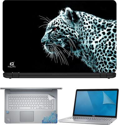 

FineArts Black White Leopard 4 in 1 Laptop Skin Pack with Screen Guard, Key Protector and Palmrest Skin Combo Set(Multicolor)