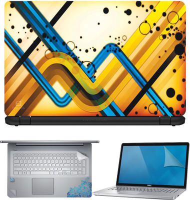 

FineArts Abstract Lines Yellow 4 in 1 Laptop Skin Pack with Screen Guard, Key Protector and Palmrest Skin Combo Set(Multicolor)
