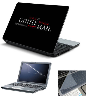 

Geek Always be a Gentle Man Quote 3in1 Laptop Skins with Laptop Screen Guard and Key Protector HQ 15.6 Inch Combo Set(Multicolor)