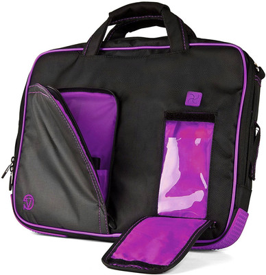 

VanGoddy 12 inch Expandable Laptop Messenger Bag(Black, Purple)