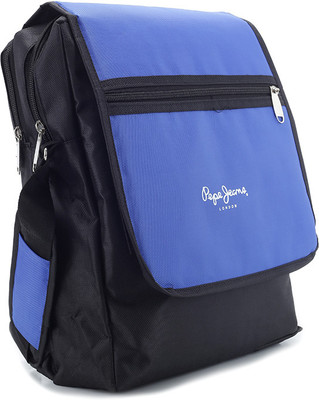 

Pepe Jeans Laptop Messenger Bag(Black, Blue), Black and blue