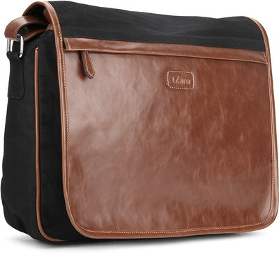 

tZaro Laptop Messenger Bag(Black, Tan), Black and tan