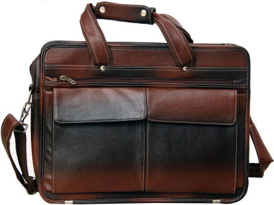 

Rehbar 15 inch Expandable Laptop Messenger Bag(Brown, Black), Black-03;brown-03