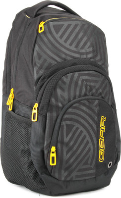 

Gear 16 inch Laptop Backpack(Black), Black and yellow