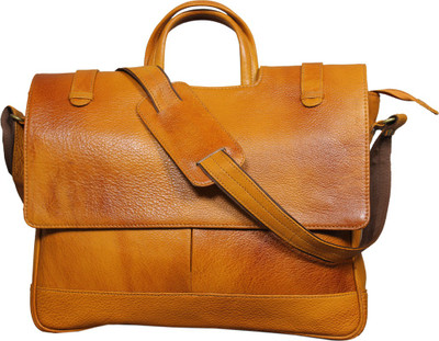 

Leatherworld 15 inch Expandable Laptop Messenger Bag(Orange), Rust mango