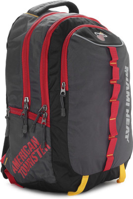 

American Tourister 14 inch Laptop Backpack(Grey, Red), Red/grey