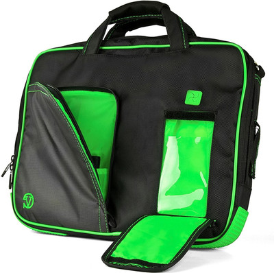 

VanGoddy 11 inch Expandable Laptop Messenger Bag(Black, Green)