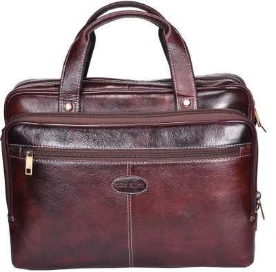 

Hide Stitch 14 inch Laptop Messenger Bag(Brown), Brown-05
