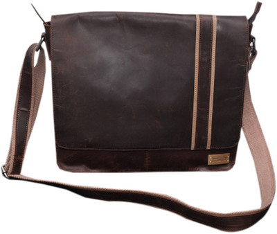 

Le Craf 14 inch Laptop Messenger Bag(Brown), Brown-05
