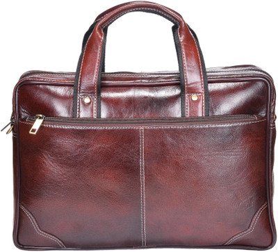 

Hide Stitch 14 inch Laptop Messenger Bag(Brown), Brown-05